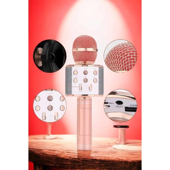 Şarjlı ve Uzun Pil Ömürlü Karaoke Mikrofon USB Bellek Destekli, Profesyonel Ses -