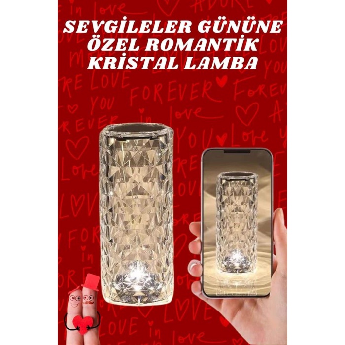 Sevgililer Günü İçin Hediye Kristal Lamba Sevgiliye Hediye USB Şarjlı Gece Lambası -