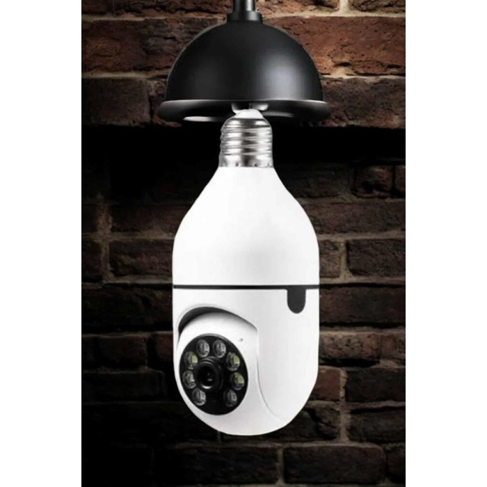 Wifi Kamera Duylu Ampul Görünümlü 360 Derece Dönebilen Ev Kamerası -