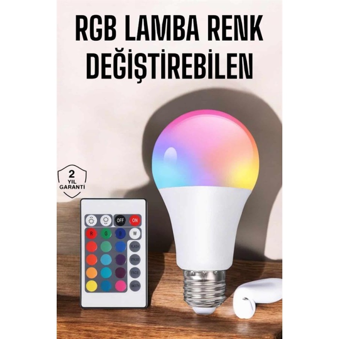 Led Ampul Enerji Dostu RGB Işıklı 100W Led Işık -