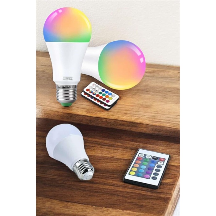 RGB Led Lamba Led Işık Ampul Renk Değiştirebilen 100 Watt -