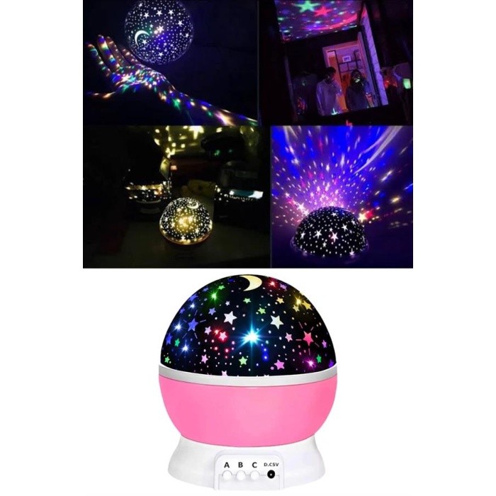 Yıldızlı Gece Lambası Mor Projeksiyon Görünümlü Masa Lambası Renk Değiştirebilen -