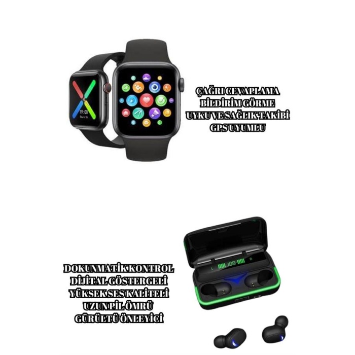 Ucuz ve Kaliteli Kulaklıklı Saat Seti Bluetooth Bağlantılı Akıllı Saat ve Kulaklık -