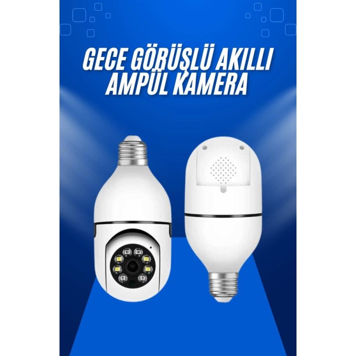 Ev Kamerası Wifi Kamerası Gece Görüşlü Akıllı Ampül Kamera -