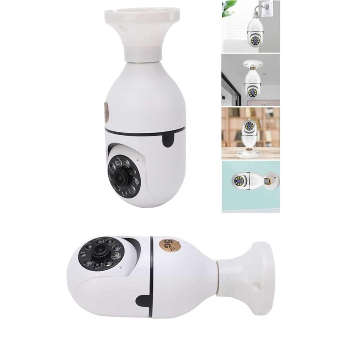 Gece Görüşlü Akıllı Dönebilen Ev Kamerası Ampül Kamera -
