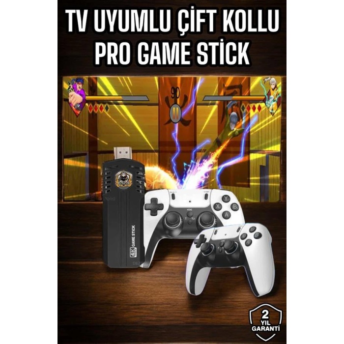 8K Android TV Gme Stick Video Oyun Konsolu Aile Retro 35000 Oyunlu Çift Kollu -