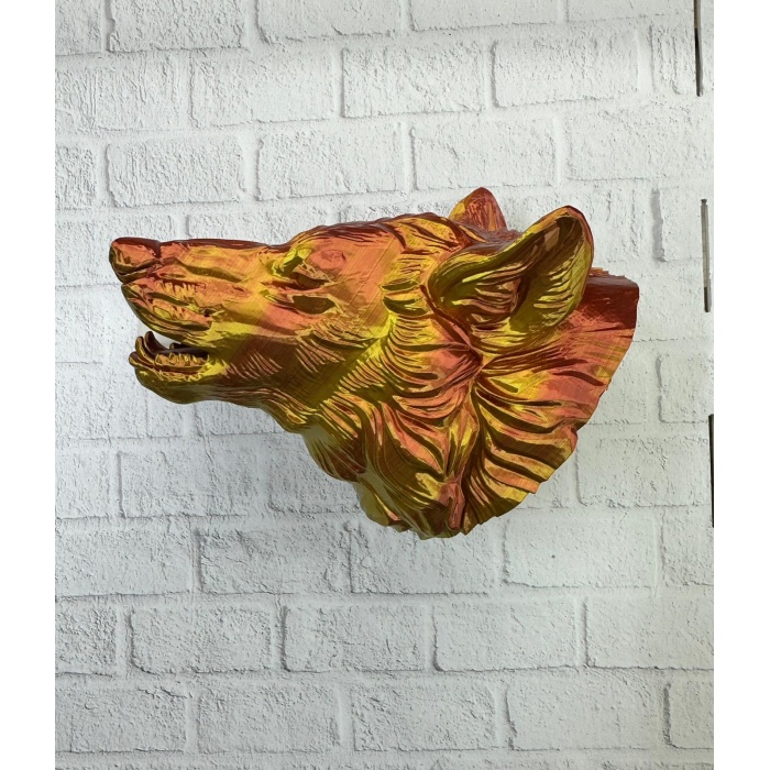 Dekoratif Altın Gold Kurt Duvar Heykeli Asılabilir Hediyelik 25x19 cm -