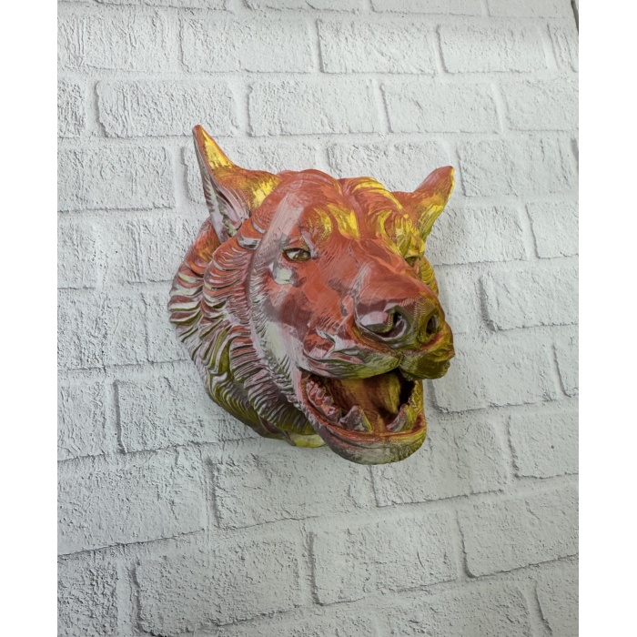 Altın Kaplama Görünümlü Kurt Duvar Süsü -