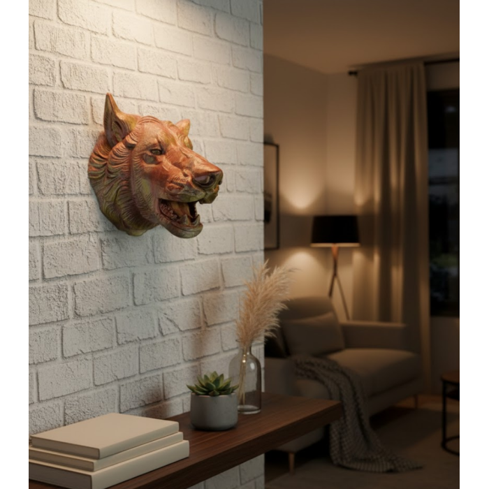 Gold Kurt Duvar Aksesuarı Asılabilir 3D Dekoratif Heykel 25x19 cm -