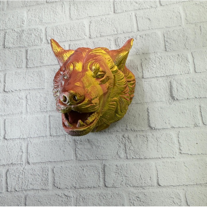 Gold Kurt Duvar Aksesuarı Asılabilir 3D Dekoratif Heykel 25x19 cm -