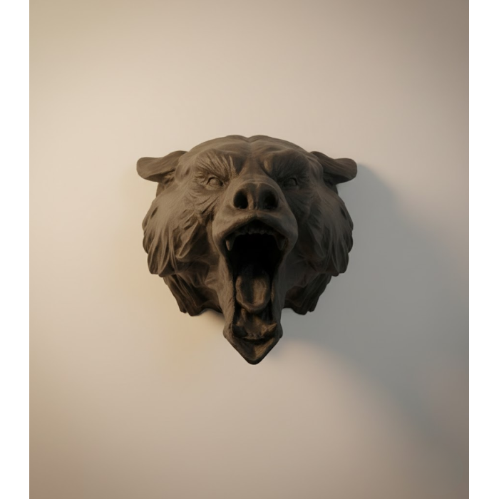 Ayı Tasarım Siyah 3D Duvar Heykeli -