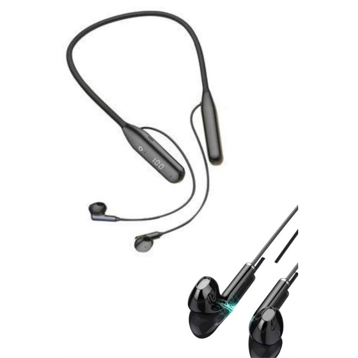 Boyun Bantlı Kablolu Yüksek Ses Kaliteli Bluetooth Kulaklık Uzun Pil Ömrü -