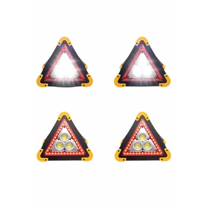 Işıklı İkaz Lambası Reflektör Şarjlı Işıklı Üçgen LED Acil Durum Feneri -