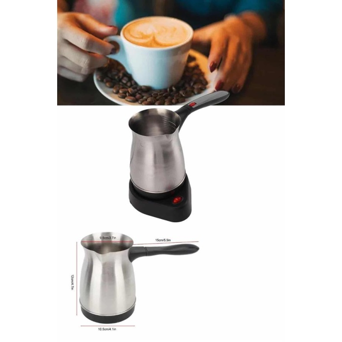 Elektrikli Cezve 800 Watt Paslanmaz Çelik Türk Kahve Makinesi Saplı -