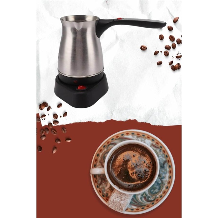 Yeni Nesil Türk Kahve Makinesi Cezvesi Siyah Gri Kablolu Pratik -
