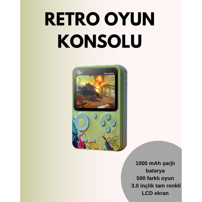 TV Bağlantılı 500 Oyunlu Mini Gameboy Konsol -