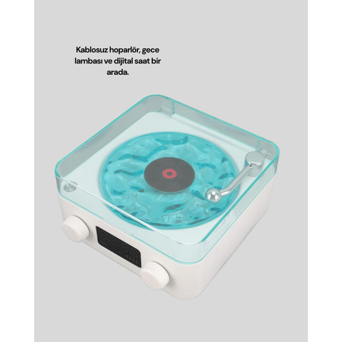 3-1 Kablosuz Bluetooth Hoparlör – Gece Lambalı, Saatli, Retro Tasarım -