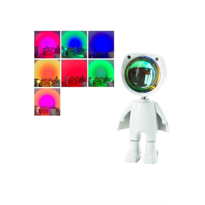 180 Derece Dönebilen Astronot Masa ve Gece Lambası Projektör -