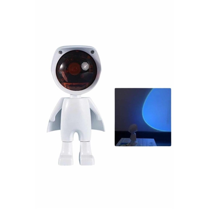 Gün Batımı Lambası Işık Arka Plan Projektör Sevimli Astronot Enerji Tasarruflu -