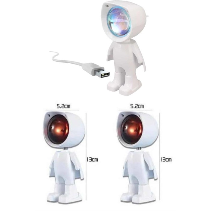 Astronot Işık Projektörü Gökkuşağı Projeksiyon Gece Lambası Hediyelik -