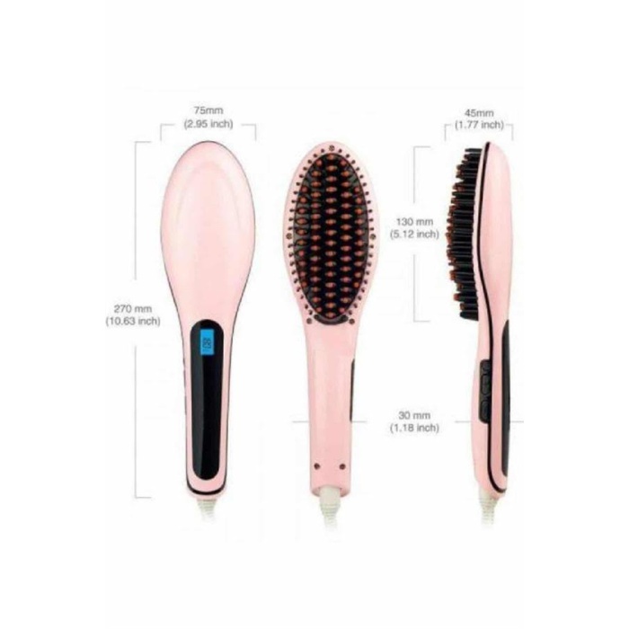 Elektrikli Saç Düzleştirici Tarak Saç Düzleştirici Fırça Sıkı Dişli Pembe -
