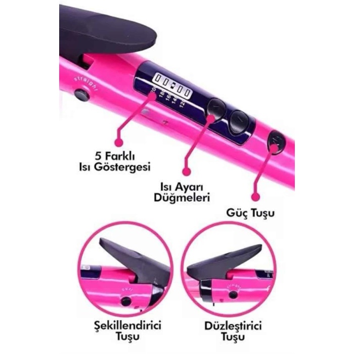 Saç Düzleştirici Şekillendirici Saç Maşası İkili Şekillendirici Isı Ayarlı -