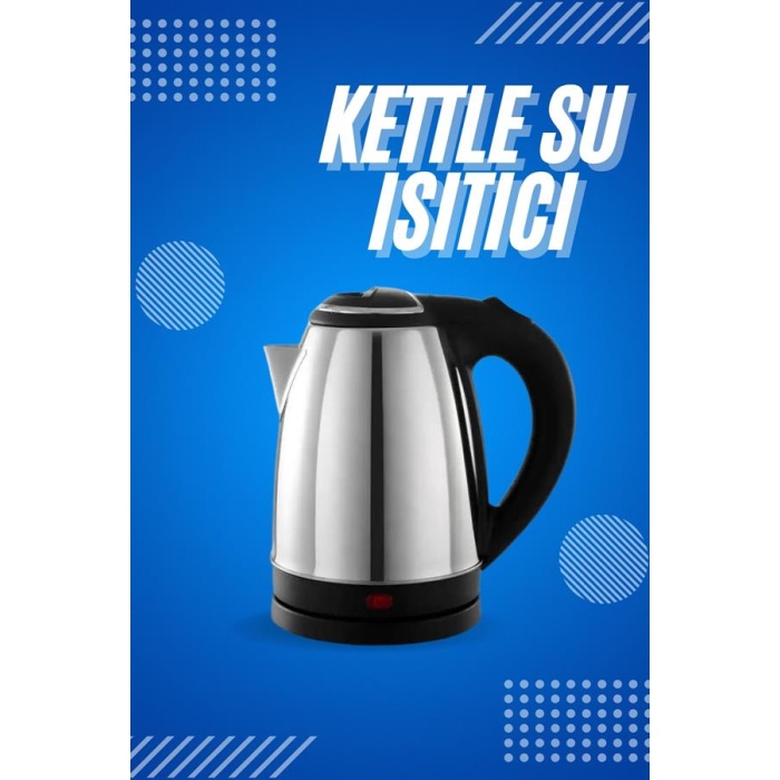 Elektrikli Paslanmaz Çelik Su Isıtcı Çelik Kettle 1.8 Lt. Uzun Ömürlü -