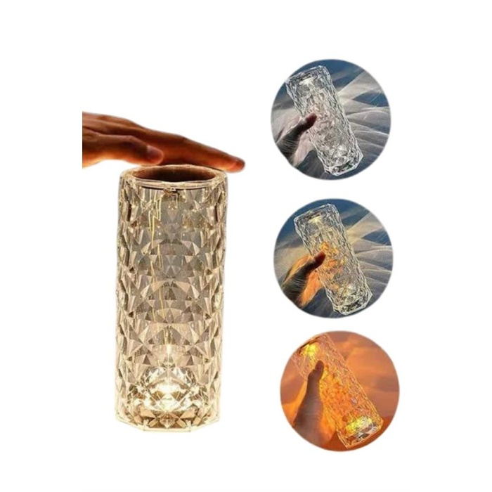 Kristal Lamba Masa Lambası Şarjlı Masa Lambası Dokunmatik Sensör Usb Şarjlı -