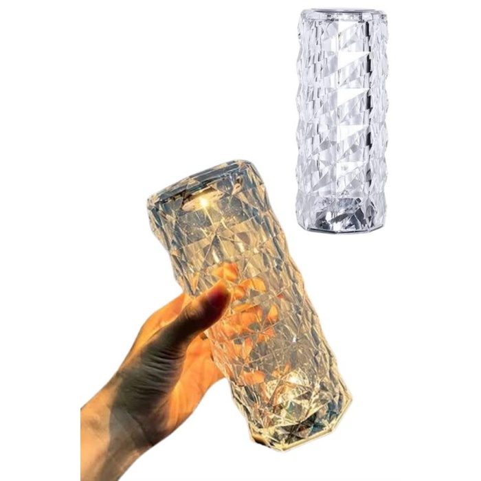 Kristal Lamba Masa Lambası Şarjlı Masa Lambası Dokunmatik Sensör Usb Şarjlı -