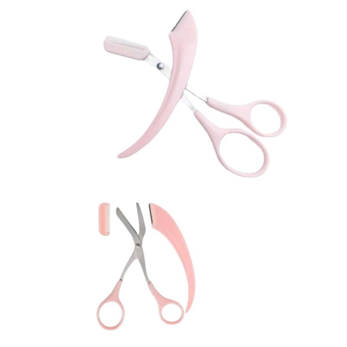 Kavisli Kaş Kirpik Düzeltici Bıyık Alma Taraklı Kaş Makası Yüz Bakım Seti Makas -