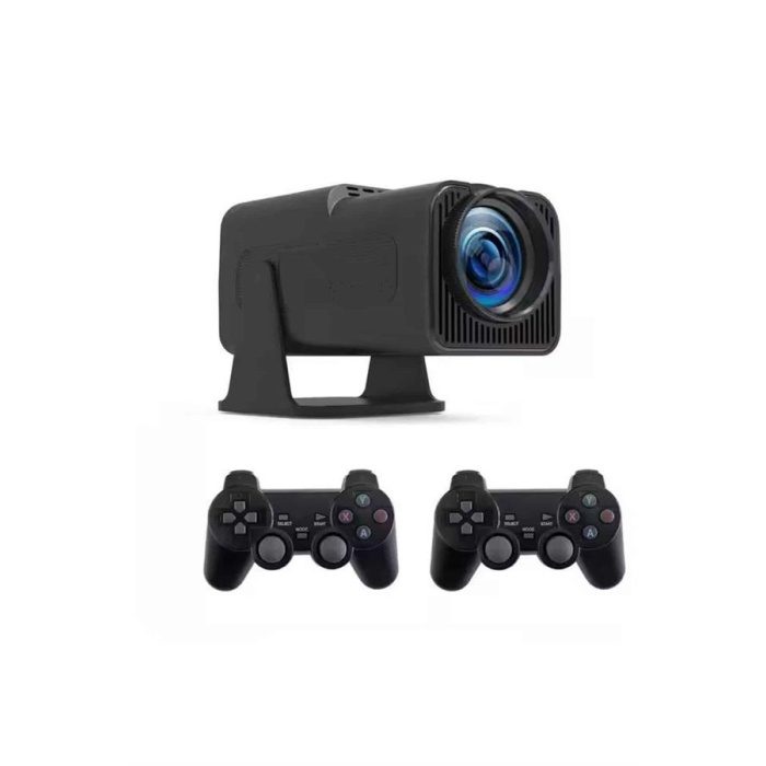 Android Projeksiyon Siyah Taşınabilir Sinema Projektörü 4k 1080p Ev Sineması Bluetooth -