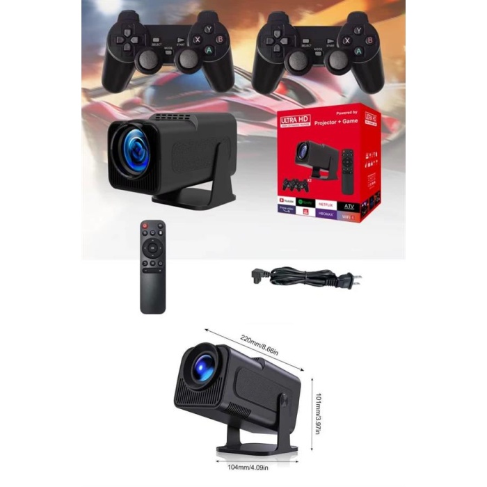 Projektör Siyah Android Taşınabilir Sinema Projeksiyon Wifi Destekli En Güncel Sürüm Akıllı -