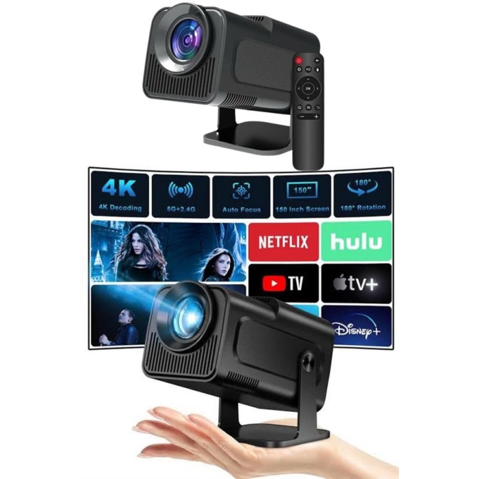 Projektör Siyah Android Taşınabilir Sinema Projeksiyon Wifi Destekli En Güncel Sürüm Akıllı -