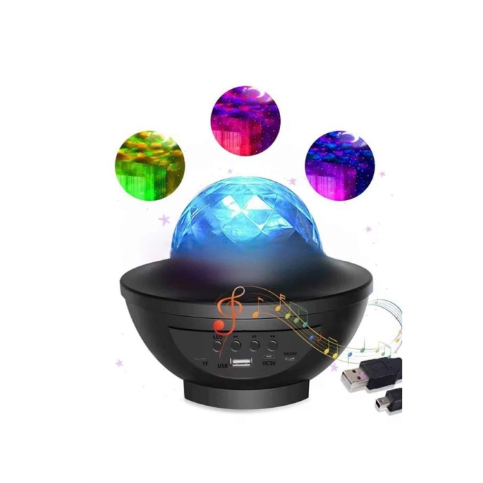 Çok Renkli Projektör Lamba Disko Topu Gece Lambası Kablosuz -
