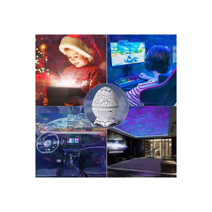 Bluetooth Hoparlör Dinozor Yumurtası Gece Masa Lambası Projektör -