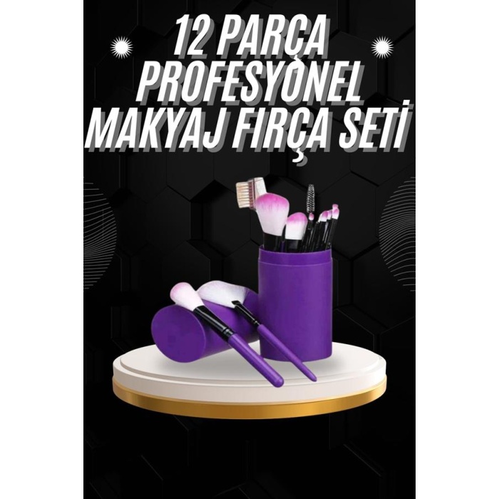 12 Parça Profesyonel Makyaj Fırçası Far Fırçası Allık Fırçası Yumuşak Kıllı -