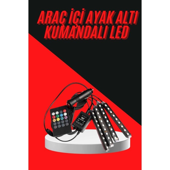 12 Ledli RGB Işıklı Araç Içi Ayak Altı Led Oto Ampul Kumandalı 7 Renk -