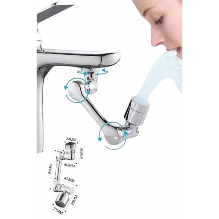 Mutfak Musluk Başlığı 1080 Derece Dönebilir Oynar Başlıklı Musluk Aparatı -