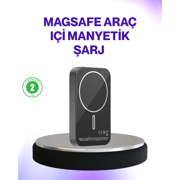 Mıknatıslı MagSafe Uyumlu Araç Tutucu Kablosuz Şarj Destekli -