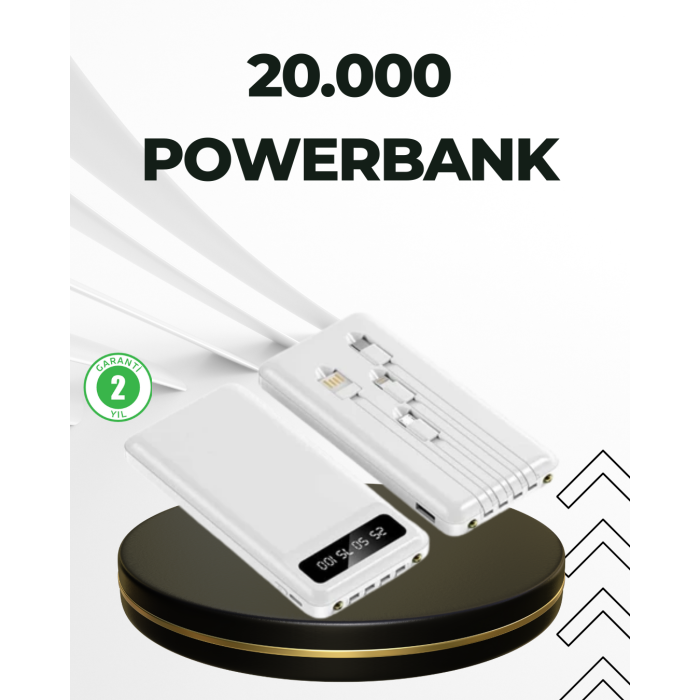 20.000mAh Taşınabilir Powerbank PD Teknolojili Çift USB Çıkışlı -