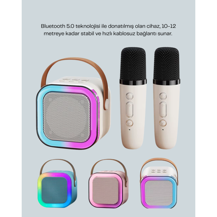 Taşınabilir Bluetooth Karaoke Hoparlör – 2400 mAh Batarya -