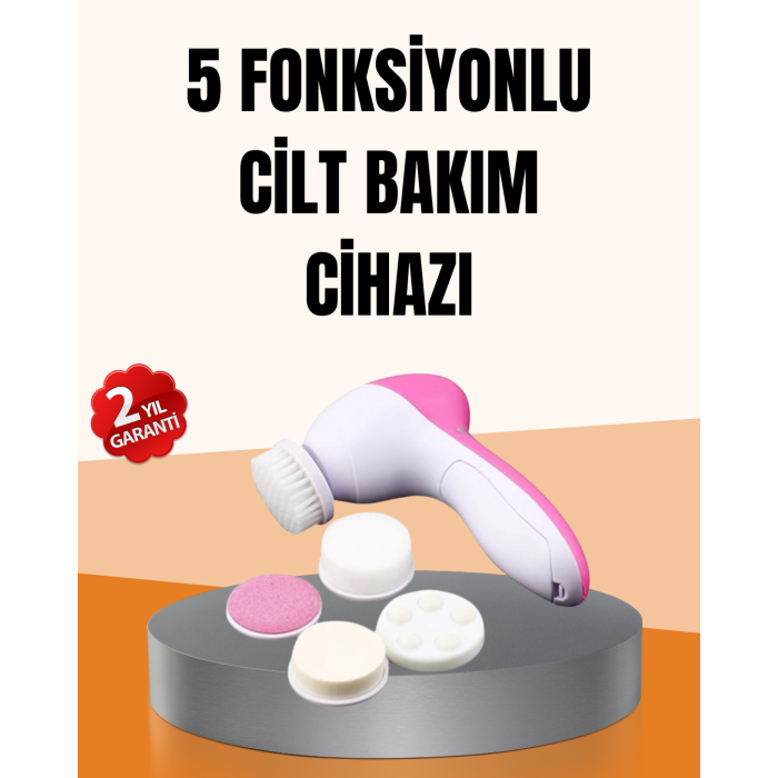 Derin Temizleme ve Masaj İçin 5 Başlıklı Yüz Cilt Bakım Aleti -