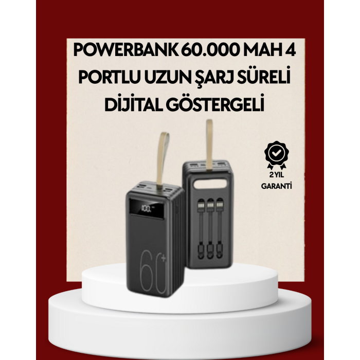 4 Çıkışlı Hızlı Şarj Destekli Powerbank -