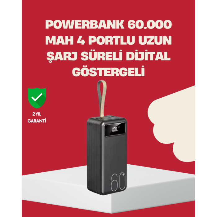 LED Ekranlı Çok Fonksiyonlu Taşınabilir Şarj Ünitesi Powerbank -