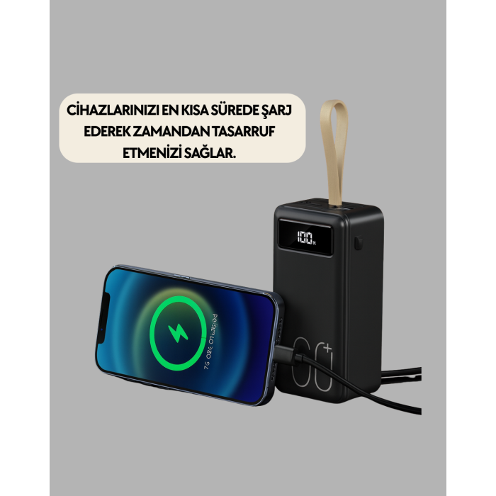 LED Ekranlı Çok Fonksiyonlu Taşınabilir Şarj Ünitesi Powerbank -