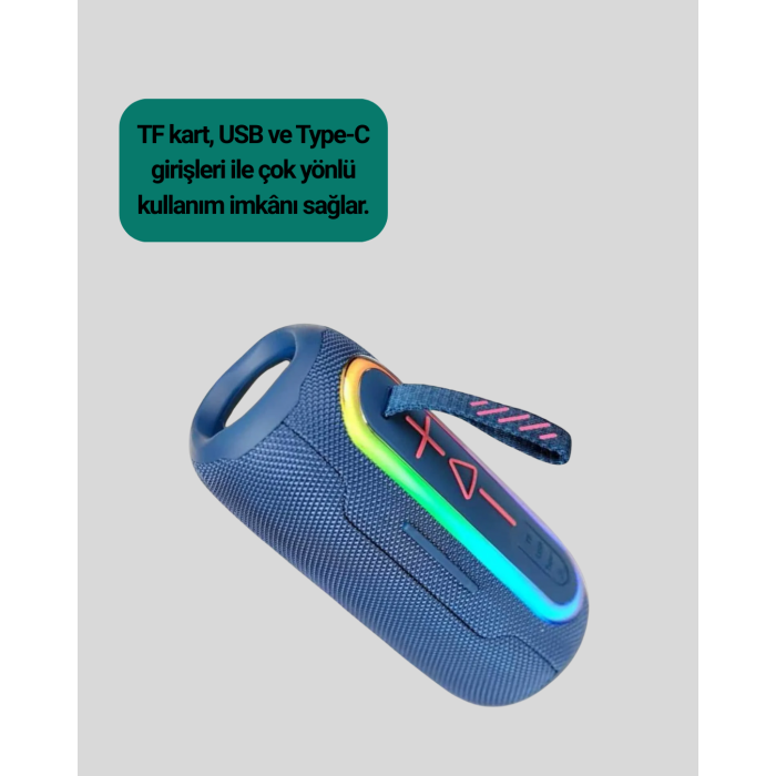 Taşınabilir Şarjlı Bluetooth Hoparlör Güçlü Bas -