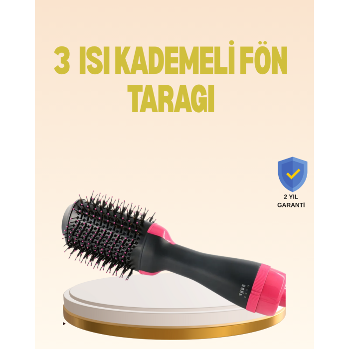 3 Isı Kademeli 1200W Saç Şekillendirme Fırçası. -