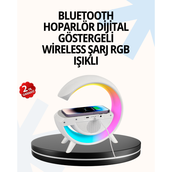 15W Hızlı Şarj Destekli LED Atmosfer Işığı ve Alarm Fonksiyonlu Lamba -