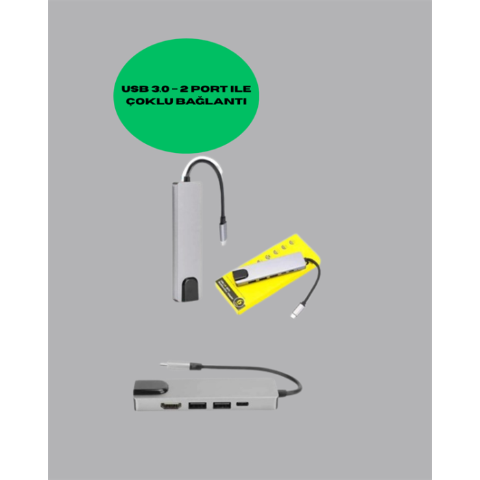 4K HDMI Çıkışlı, Gigabit Ethernetli USB‑C Çoklu Port Hub -