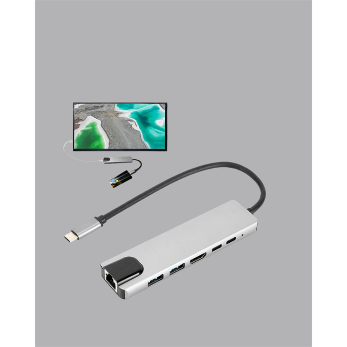 Type‑C Dönüştürücü – 2×USB3.0, SD/MS, 4K HDMI & RJ45 ile Profesyonel Kullanım -